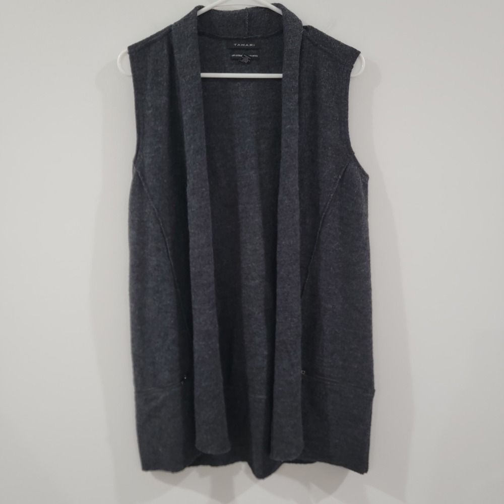 Tahari Womens‎ Duster Cardigan Vest Size Small Extrafine Merino Wool Sleeveless